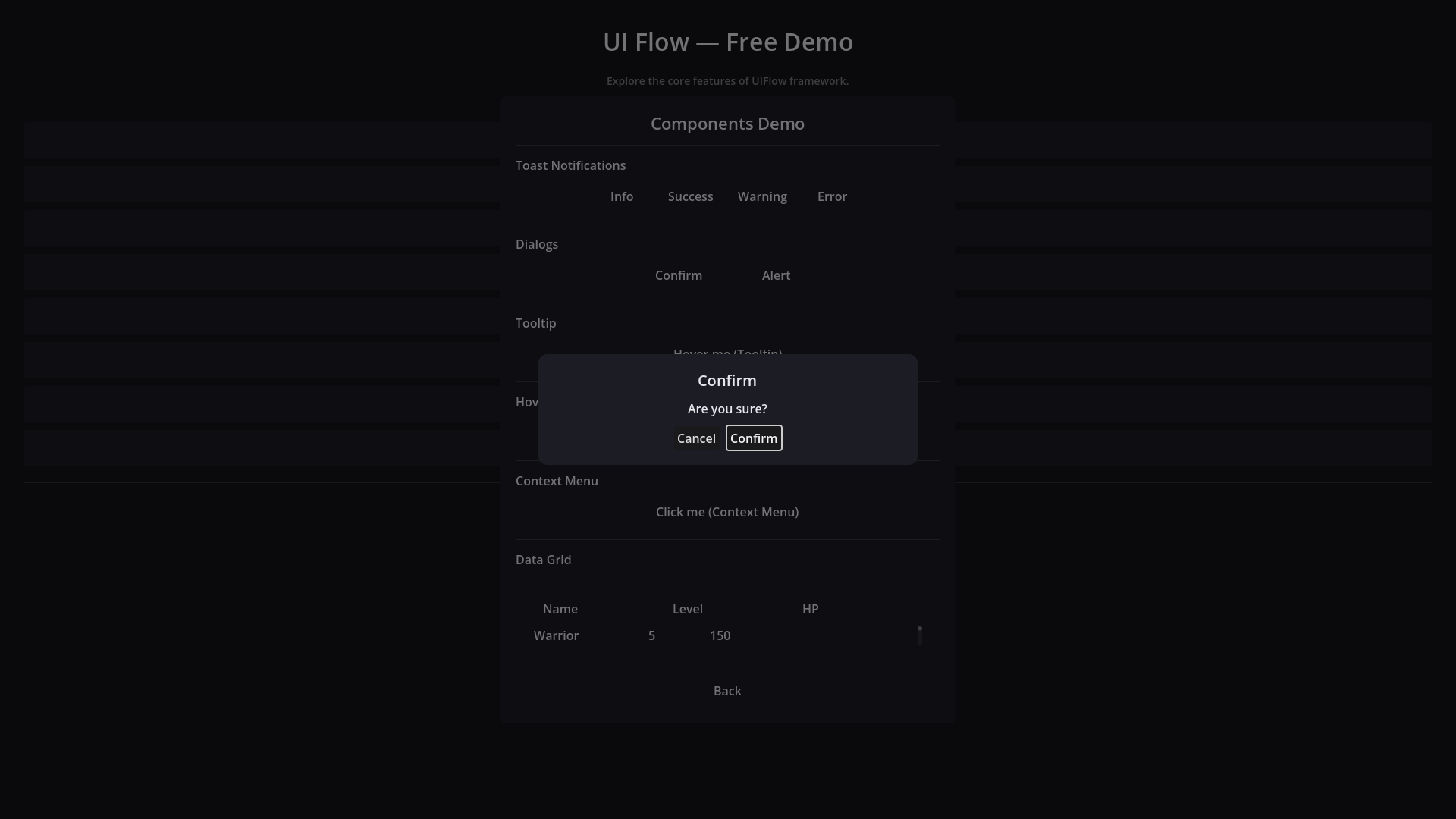 Confirm dialog